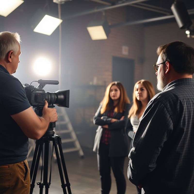 A film director giving instructions to actors on set, illustrating the directing course.